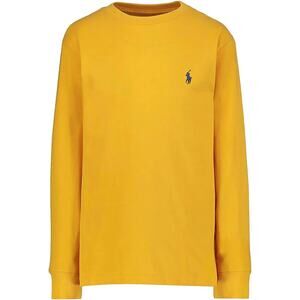 NWT Polo Ralph Lauren Men's Tee Cotton Long Sleeve Crewneck T-Shirt, gold-Size m